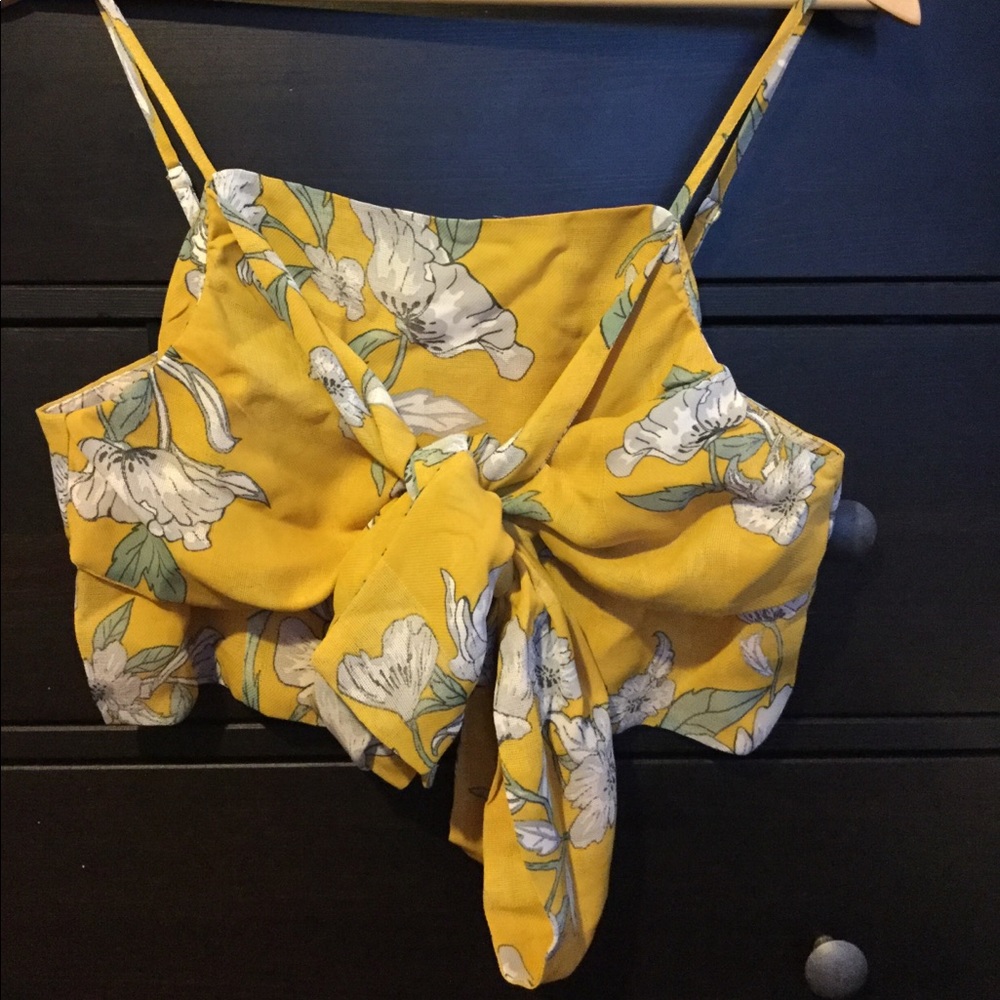 Chriselle Mustard Flower Crop Top